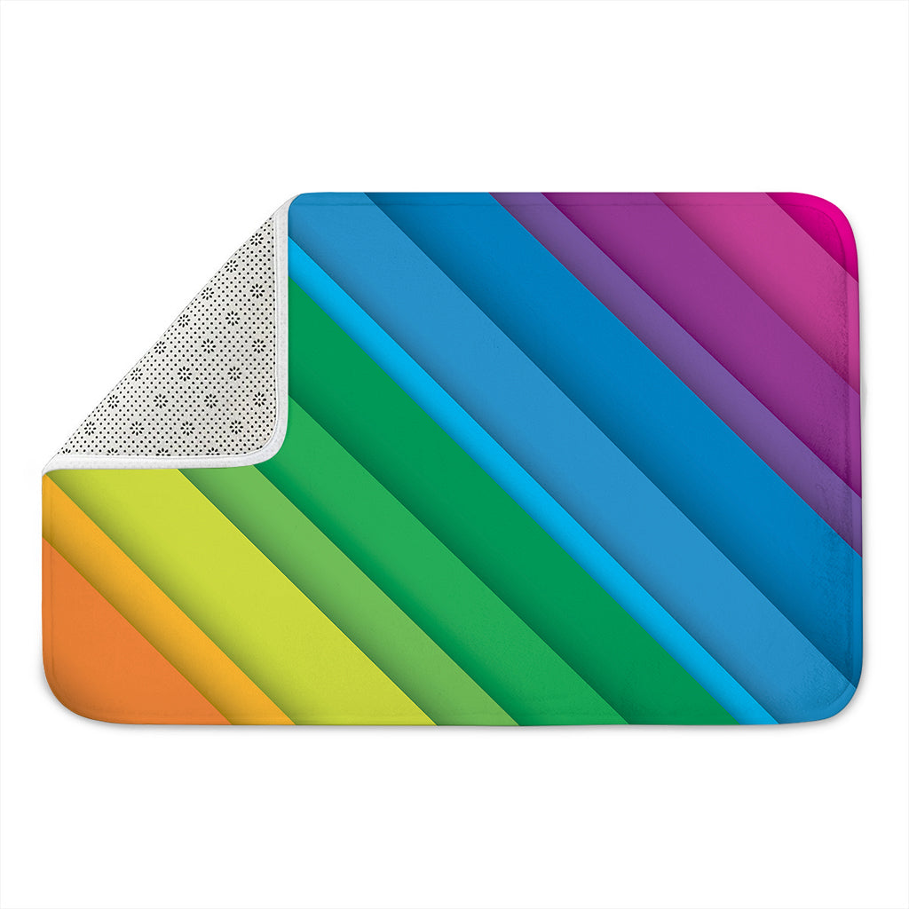 Rainbow Diagonal Lines Pattern Print Indoor Door Mat