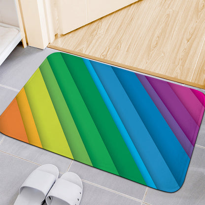 Rainbow Diagonal Lines Pattern Print Indoor Door Mat