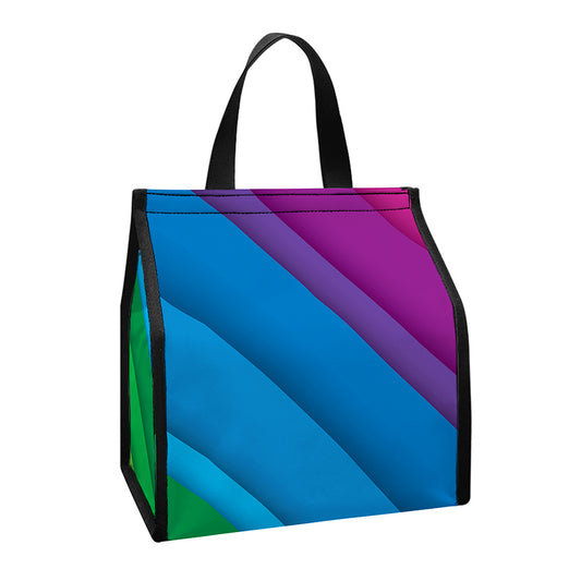 Rainbow Diagonal Lines Pattern Print Insulated Lunch Tote