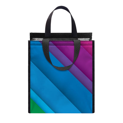 Rainbow Diagonal Lines Pattern Print Insulated Lunch Tote