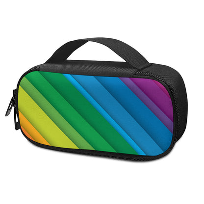 Rainbow Diagonal Lines Pattern Print Insulin Cooler Travel Case