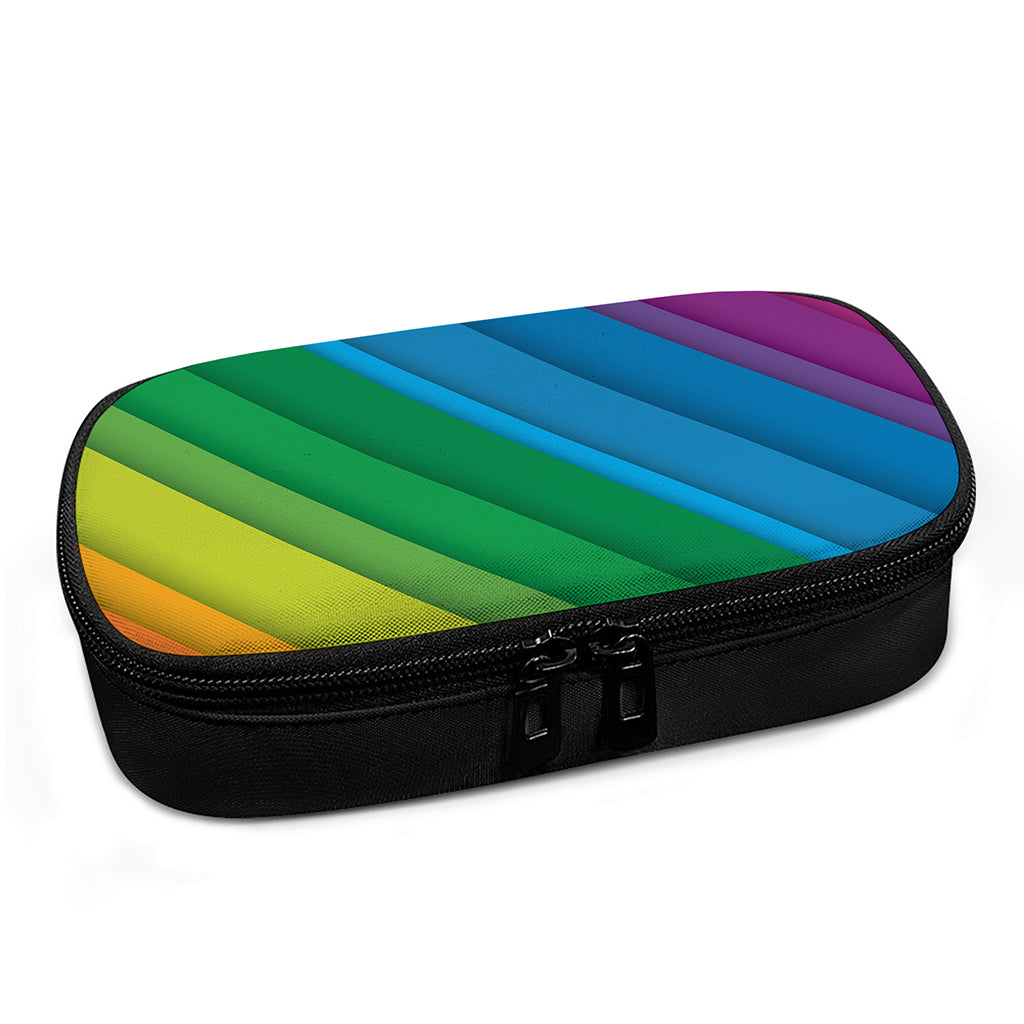 Rainbow Diagonal Lines Pattern Print Insulin Cooler Travel Case