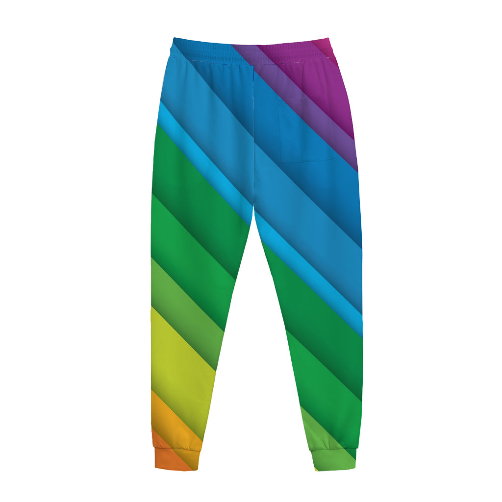 Rainbow Diagonal Lines Pattern Print Jogger Pants