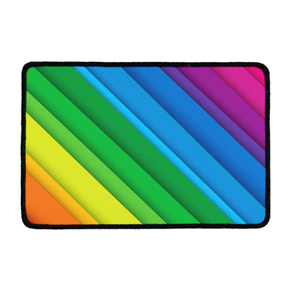 Rainbow Diagonal Lines Pattern Print Kitchen Mat