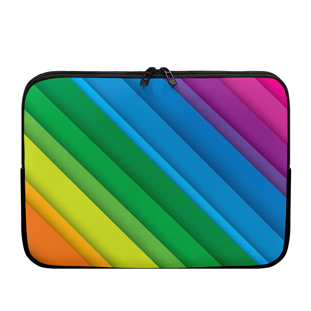 Rainbow Diagonal Lines Pattern Print Laptop Sleeve