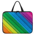 Rainbow Diagonal Lines Pattern Print Laptop Sleeve With Handle