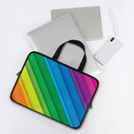 Rainbow Diagonal Lines Pattern Print Laptop Sleeve With Handle