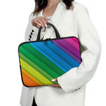Rainbow Diagonal Lines Pattern Print Laptop Sleeve With Handle