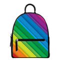 Rainbow Diagonal Lines Pattern Print Leather Backpack