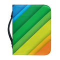 Rainbow Diagonal Lines Pattern Print Leather Bible Cover