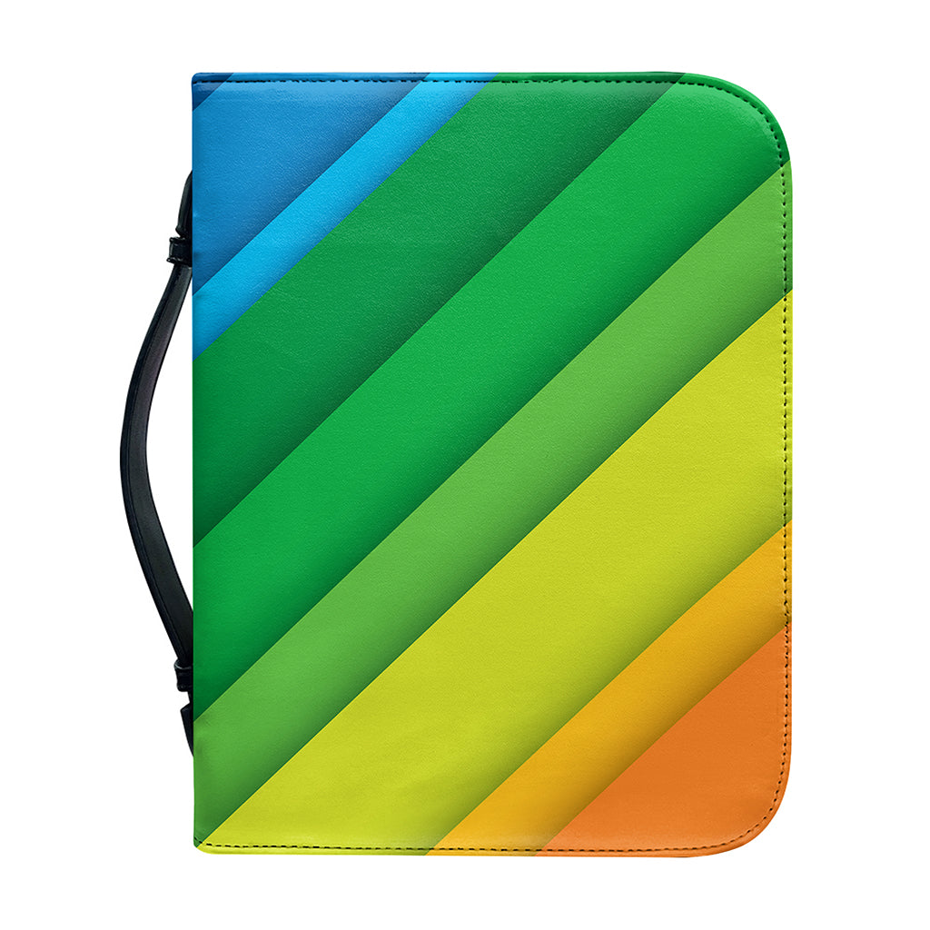 Rainbow Diagonal Lines Pattern Print Leather Bible Cover