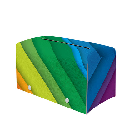 Rainbow Diagonal Lines Pattern Print Leather Tissue Box Cover