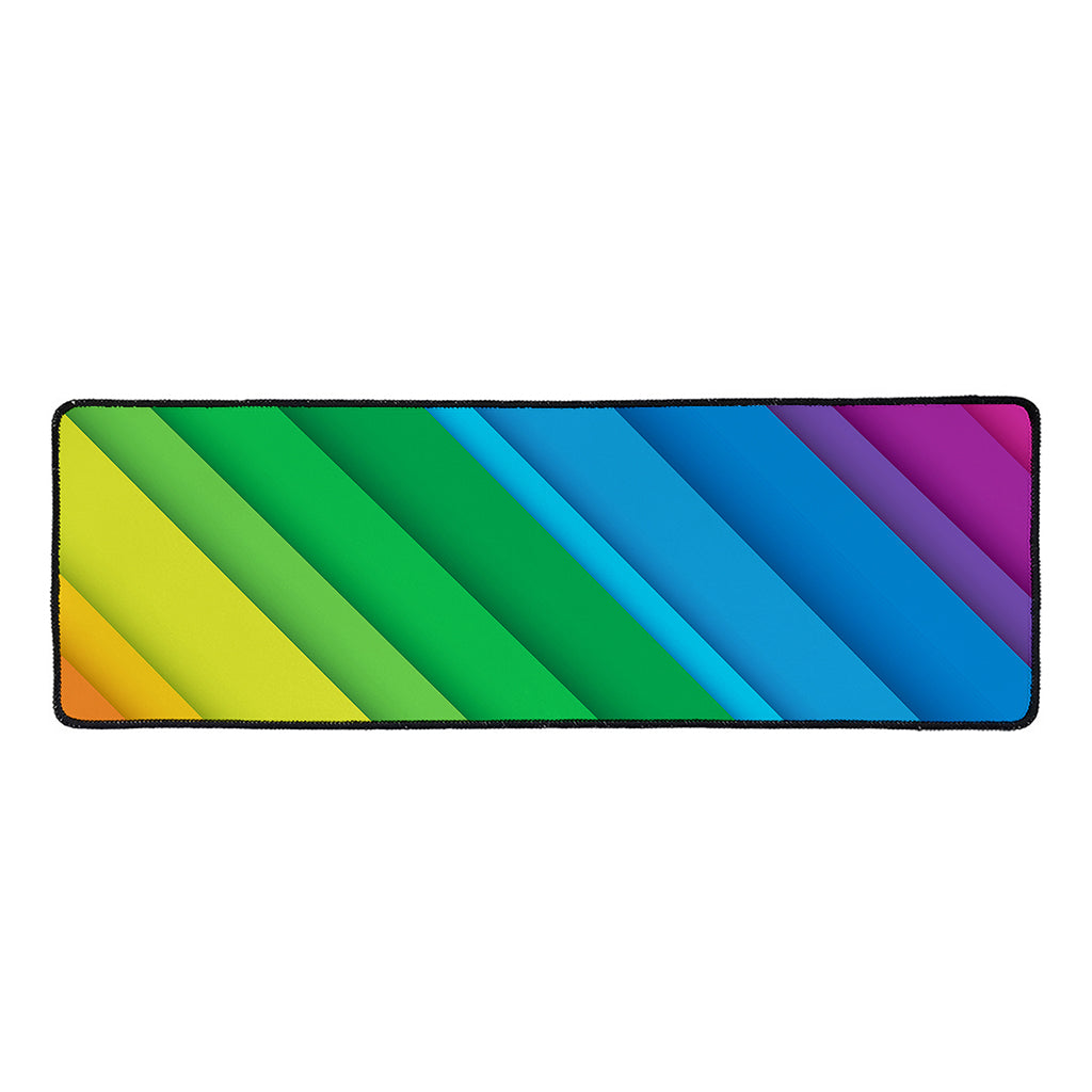 Rainbow Diagonal Lines Pattern Print Long Kitchen Mat