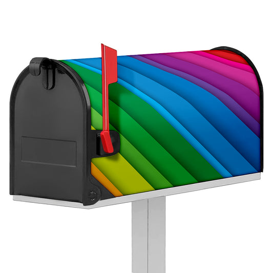 Rainbow Diagonal Lines Pattern Print Mailbox Cover