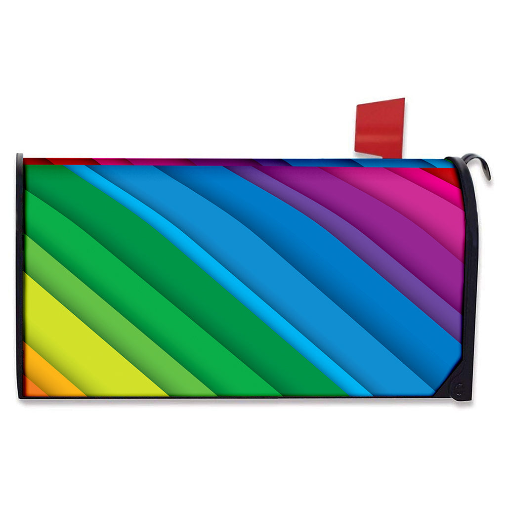 Rainbow Diagonal Lines Pattern Print Mailbox Cover
