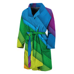 Rainbow Diagonal Lines Pattern Print Men's Bathrobe