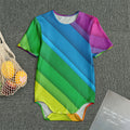 Rainbow Diagonal Lines Pattern Print Men's Bodysuit