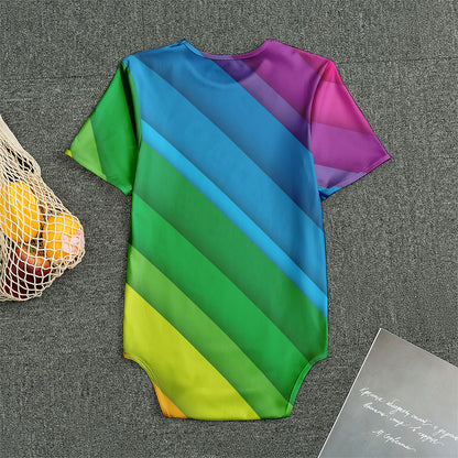 Rainbow Diagonal Lines Pattern Print Men's Bodysuit