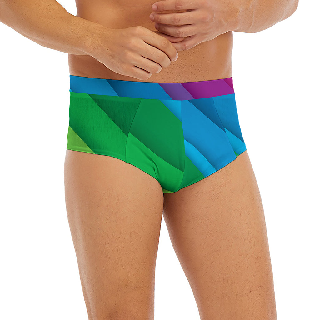 Rainbow Diagonal Lines Pattern Print Men's Briefs