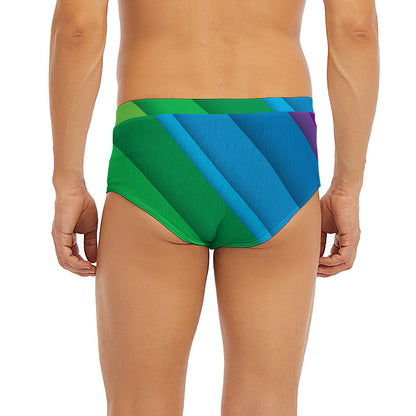 Rainbow Diagonal Lines Pattern Print Men's Briefs