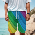 Rainbow Diagonal Lines Pattern Print Men's Cargo Shorts