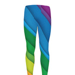 Rainbow Diagonal Lines Pattern Print Men's leggings