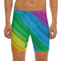 Rainbow Diagonal Lines Pattern Print Men's Long Boxer Briefs