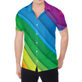 Rainbow Diagonal Lines Pattern Print Men's Shirt