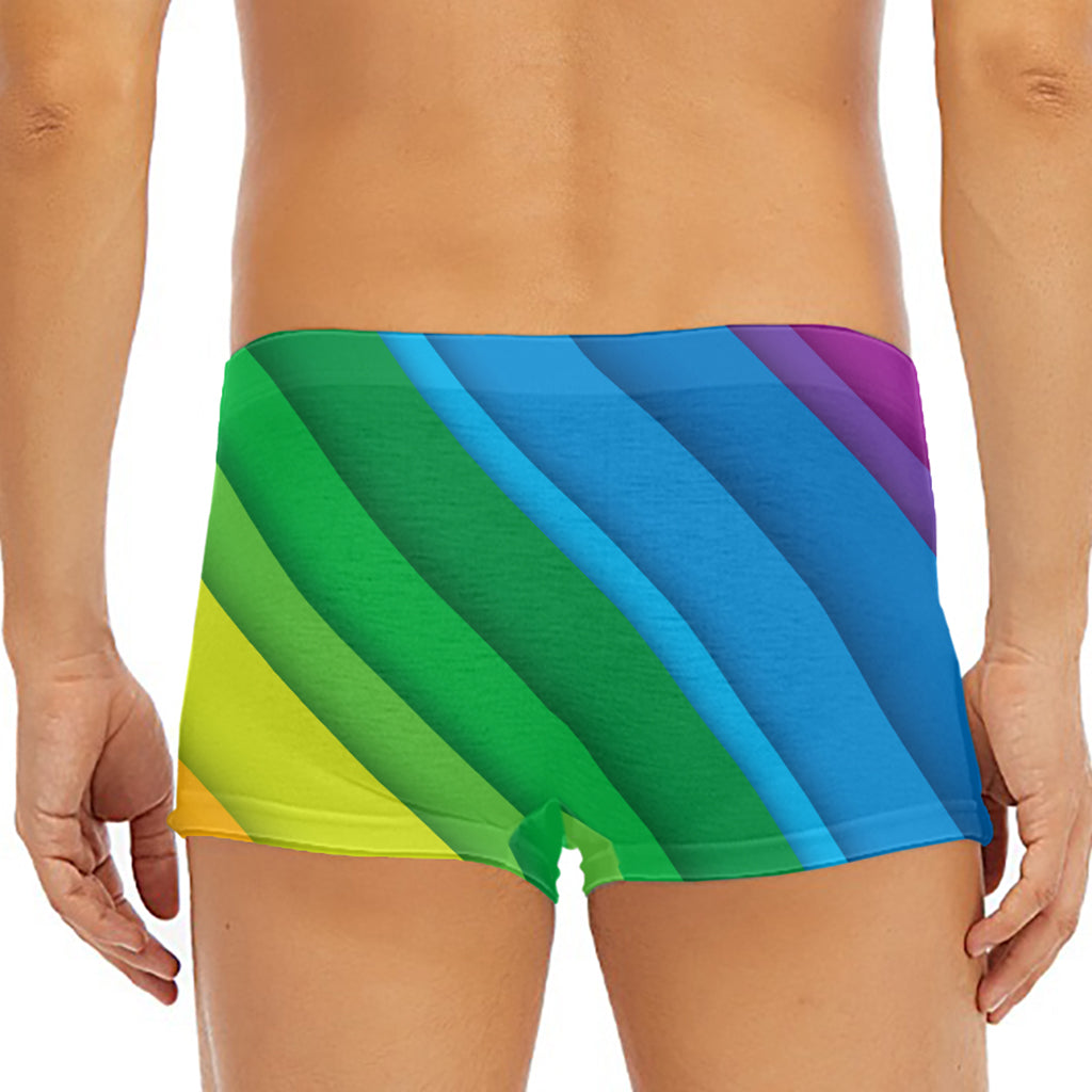 Rainbow Diagonal Lines Pattern Print Men's Short Boxer Briefs
