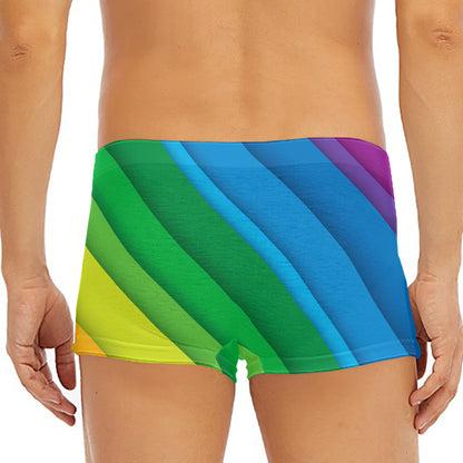 Rainbow Diagonal Lines Pattern Print Men's Short Boxer Briefs