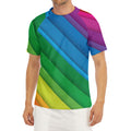 Rainbow Diagonal Lines Pattern Print Men's Short Sleeve Rash Guard