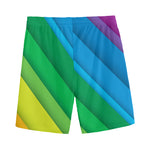 Rainbow Diagonal Lines Pattern Print Men's Sports Shorts