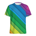 Rainbow Diagonal Lines Pattern Print Men's Athletic T-Shirt