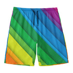 Rainbow Diagonal Lines Pattern Print Men's Swim Trunks