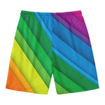 Rainbow Diagonal Lines Pattern Print Men's Swim Trunks