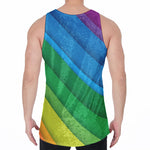 Rainbow Diagonal Lines Pattern Print Men's Velvet Tank Top