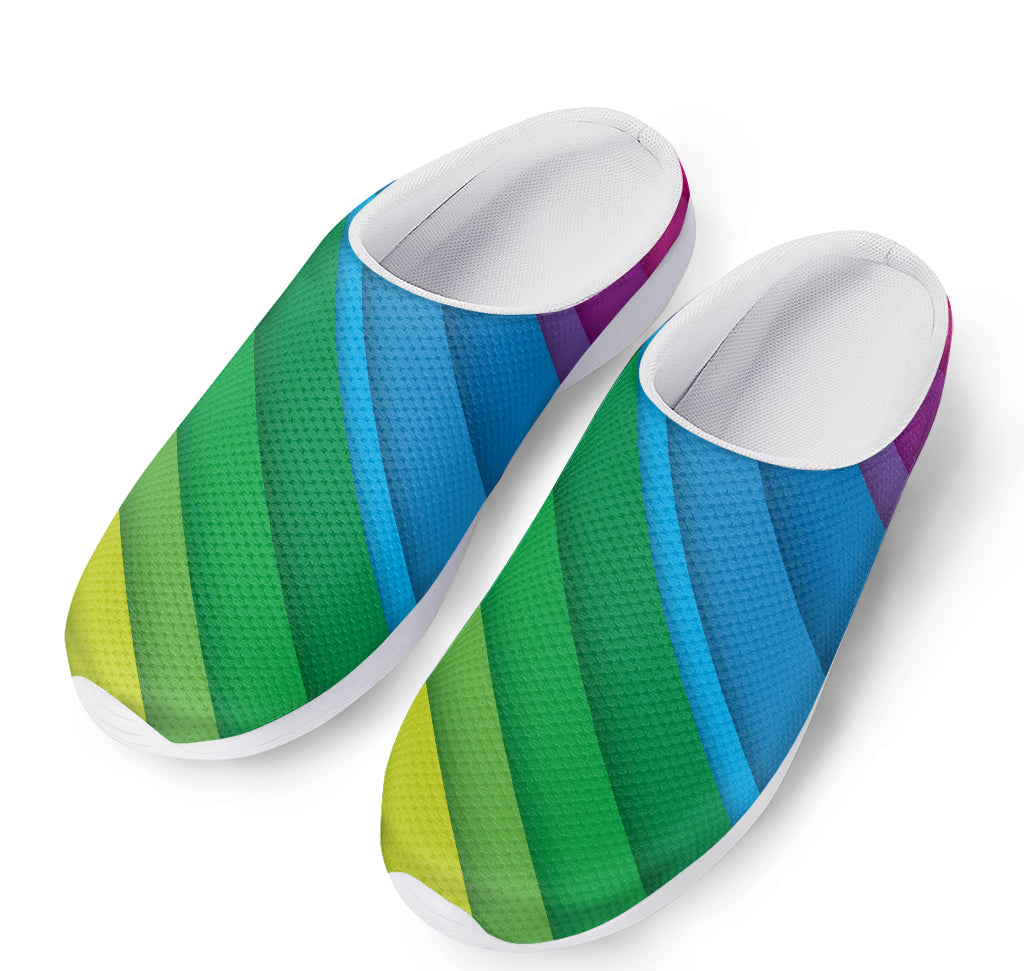 Rainbow Diagonal Lines Pattern Print Mesh Casual Shoes