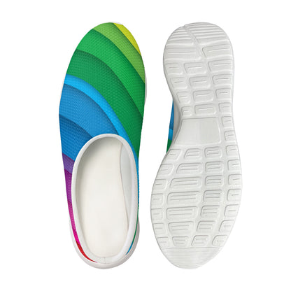 Rainbow Diagonal Lines Pattern Print Mesh Casual Shoes