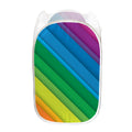 Rainbow Diagonal Lines Pattern Print Mesh Laundry Hamper
