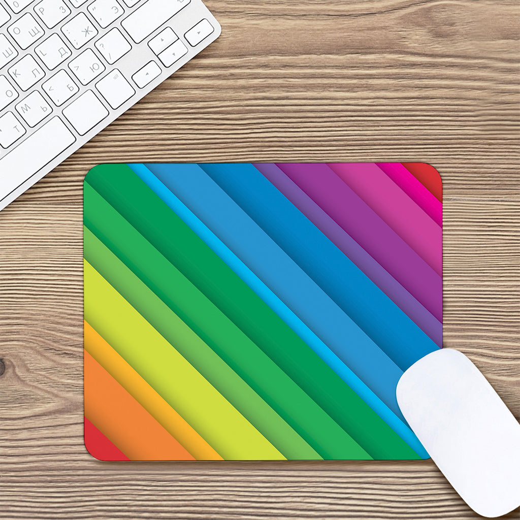 Rainbow Diagonal Lines Pattern Print Mouse Pad