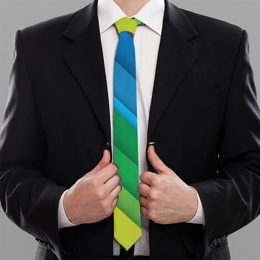 Rainbow Diagonal Lines Pattern Print Necktie