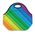 Rainbow Diagonal Lines Pattern Print Neoprene Lunch Bag