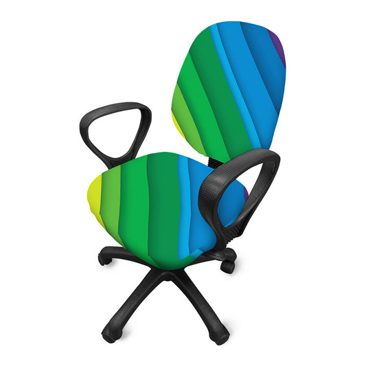 Rainbow Diagonal Lines Pattern Print Office Chair Cover
