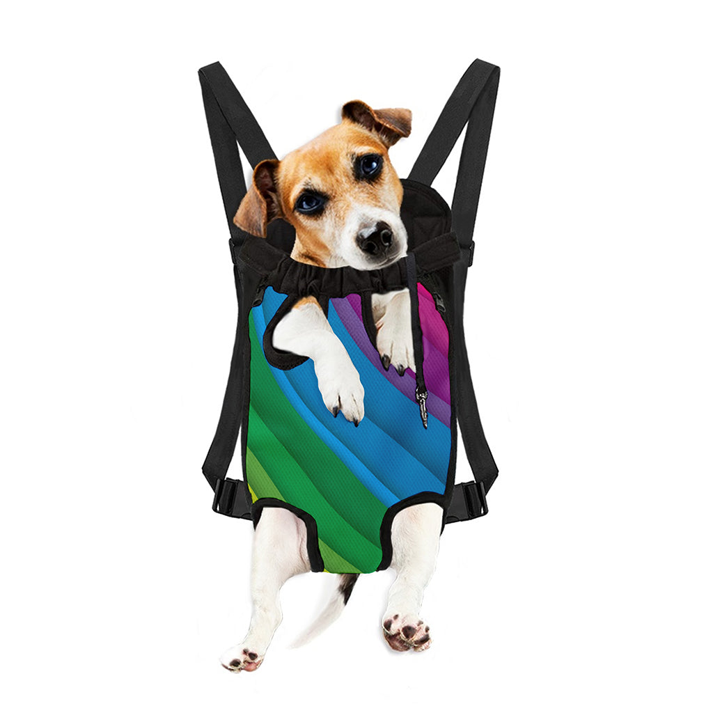 Rainbow Diagonal Lines Pattern Print Pet Carrier Backpack