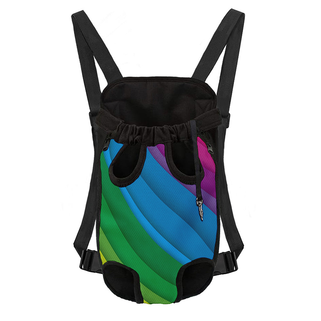 Rainbow Diagonal Lines Pattern Print Pet Carrier Backpack