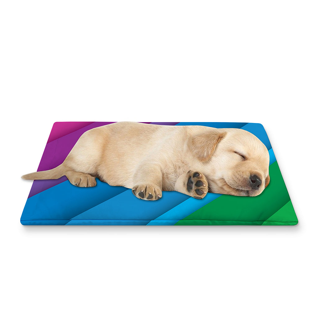 Rainbow Diagonal Lines Pattern Print Pet Cooling Mat Cover