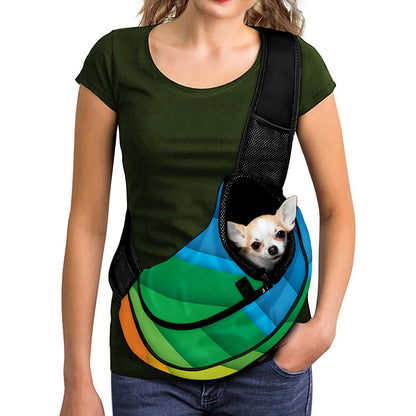 Rainbow Diagonal Lines Pattern Print Pet Sling Carrier
