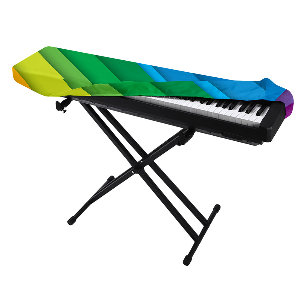 Rainbow Diagonal Lines Pattern Print Piano Keyboard Cover