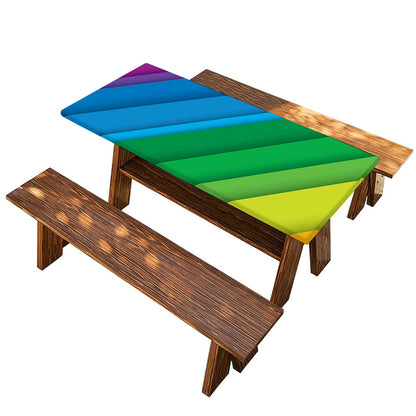 Rainbow Diagonal Lines Pattern Print Picnic Table Cover