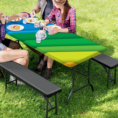 Rainbow Diagonal Lines Pattern Print Picnic Table Cover